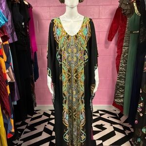 ANTTHONY Designs Black and Gold Paisley Kaftan